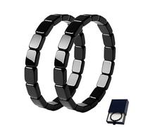 ZVD Bracelet en Hématite pour Homme avec Coffret Cadeau - Inspiré par les Généraux Romains et les Guerriers Vikings, Design Élégant, 19,5 cm, Élasticité (Noir-2PPC)