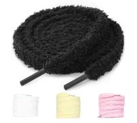 ZVD Lot de 3 Paires de Lacets en Peluche, Lacets Elastique pour Enfants et Adultes, Lacets Universels de Rechange Résistants à La Déchirure, 80 à 140 Cm de Long Lacet Peluche (Noir, 130 CM)