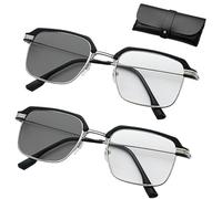 ZVD Lunettes de Lecture Ajustables Unisexe - Mise au Point Adaptative, Filtre Anti-Lumière Bleue, Confort pour Lecture et Écran, avec Étui de Rangement Offert (Argent - 2PCS)