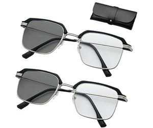 ZVD Lunettes de Lecture Ajustables Unisexe - Mise au Point Adaptative, Filtre Anti-Lumière Bleue, Confort pour Lecture et Écran, avec Étui de Rangement Offert (Argent - 2PCS)