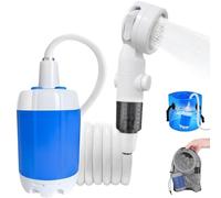 ZVD Pompe de Douche de Camping Portable Rechargeable, Kit Douche Électrique 4000 mAh, 2 Débits 3/5 L/Min, Vanne d'Arrêt d'eau, Filtre, Tuyau 205 cm, Sac de Rangement Inclus