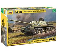 Zvezda 500783690 500783690-1:35 SU-85 Soviet Kit de Construction de modélisme en Plastique pour débutant Kaki