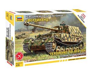 Zvezda 500785041 - 1:72 SD.Kfz.184 Ferdinand Tiger - Maquette de Construction en Plastique - Kit de Montage - pour débutants - Détaillé, Camouflage