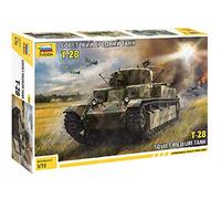 Zvezda 530005064 Char Lourd soviétique 1:72 T-28 Soviet Heavy Tank WWII Kit de modélisme en Plastique à Assembler réplique détaillée Multicolore