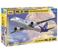 Zvezda 530007033 Civil Airliner MC-21-300 1:144 Irkut MS-21-300 Avion de Ligne Kit de modélisation Kit de Construction en Plastique Kit à Assembler Réplique détaillée Multicolore Taille M