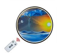 ZVfsdgSDFG art du sable, Applique murale LED ronde en verre av/tableau de sable mouvant, 41,4
