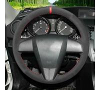 ZVFZGFGR - Housses de Volant Cousues pour Voiture, pour Mazda Speed 3 (US) 2010-2013 Housse de Volant en Cuir Noir Cousue, protège-poignées