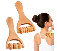 ZVKACT 2 Pièces Maderotherapie, Rouleau Bois Naturel, 15X8Cm, Anti-Cellulite, Massage Musculaire Profond, Naturel