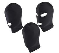 ZVKACT 3 Cagoules Noires Intégrales - Avec Ouvertures pour les Yeux et la Bouche - Parfaites pour Halloween, Cosplay, Carnaval et Spectacles - Unisexes