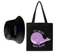 ZVKVLDE Ensembles Chapeau + Sacs En Toile Coffret Cadeau YouNeverWalkAlone Merch For Les Fans Hommes Femmes(BLACK)