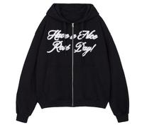 ZVKVLDE Have-A-NiceRoseDay Sweat À Capuche Décontracté À Manches Longues for Homme Et Femme(Black,XL)