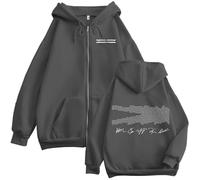 ZVKVLDE Sweat-Shirts À Fermeture Éclair EasyCrazyHot, Collection 2025tour, Tendance, for Hommes Et Femmes, À Capuche, for Les Fans(Gray-a,L)