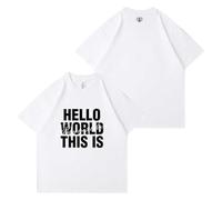 ZVKVLDE T-Shirt Décontracté 2025tour Coton HelloWorldThisIs T-Shirts for Hommes Femmes(White b,XL)