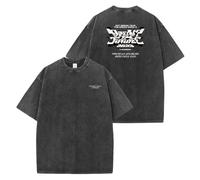 ZVKVLDE T-Shirt DreamTheFuture Noir Délavé, Style Streetwear Abstrait, Unisexe À Manches Courtes(S)