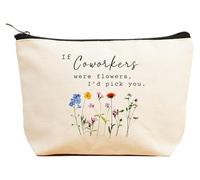 ZVMIS If Were Flowers, I'd Pick You-Thank You, cadeau d'anniversaire, Nouvel An, Thanksgiving, Noël pour femme, trousse de maquillage, trousse de voyage, beige, 9.5 ″ L x 7″H x 2.7″ W, 14-if Coworks