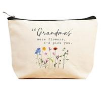 ZVMIS If Were Flowers, I'd Pick You-Thank You, cadeau d'anniversaire, Nouvel An, Thanksgiving, Noël pour femme, trousse de maquillage, trousse de voyage, beige, 9.5 ″ L x 7″H x 2.7″ W, 4-if Grandmas