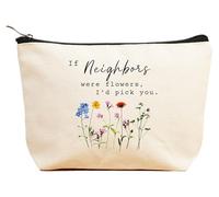 ZVMIS If Were Flowers, I'd Pick You-Thank You, cadeau d'anniversaire, Nouvel An, Thanksgiving, Noël pour femme, trousse de maquillage, trousse de voyage, beige, 9.5 ″ L x 7″H x 2.7″ W, 3-if Neighbors
