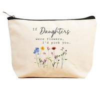 ZVMIS If Were Flowers, I'd Pick You-Thank You, cadeau d'anniversaire, Nouvel An, Thanksgiving, Noël pour femme, trousse de maquillage, trousse de voyage, beige, 9.5 ″ L x 7″H x 2.7″ W, 12-if Daughter