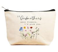 ZVMIS If Were Flowers, I'd Pick You-Thank You, cadeau d'anniversaire, Nouvel An, Thanksgiving, Noël pour femme, trousse de maquillage, trousse de voyage, beige, 9.5 ″ L x 7″H x 2.7″ W, 7-if Godmothers