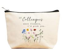 ZVMIS If Were Flowers, I'd Pick You-Thank You, cadeau d'anniversaire, Nouvel An, Thanksgiving, Noël pour femme, trousse de maquillage, trousse de voyage, beige, 9.5 ″ L x 7″H x 2.7″ W, 13-if