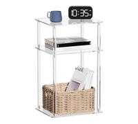 Zvn Zojne Table d'appoint en acrylique transparent, table de chevet haute, décoration d'intérieur en acrylique transparent, petite table d'appoint fine à 3 niveaux pour couloir, chambre à coucher