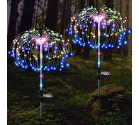 ZVO Lot de 2 lampes solaires de feux d'artifice à 120 DEL, 2 modes, lampes solaires en forme d'étoile, étanches et scintillantes pour décoration de fête (multicolore)