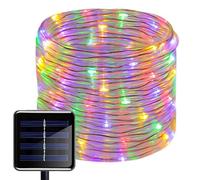 ZVO Tube de Lumière Solaire Extérieure, 12M 100 LED Pipe Guirlande Lumineuse Solaire, 8 Modes Fil de Cuivre Corde PVC Rope Étanche pour Jardins, Sapin de Noël, Décoration d'intérieur(Multicolore)