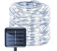 ZVO Tube de Lumière Solaire Extérieure, 12M 100 LED Pipe Guirlande Lumineuse Solaire, 8 Modes Fil de Cuivre de Fée Corde PVC Rope Étanche pour Jardins, Sapin de Noël, Décoration d'intérieur(Blanc)