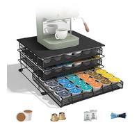 Zvonema Porte Capsule avec 3 Tiroir, Rangement Capsules 108 PCs, Grande Support Dosette Antidérapants avec Surface Anti-Vibration, 35.5cm × 33.5cm × 18cm, Noir