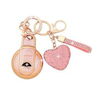ZVRSUA Coque de Clé de Voiture avec Porte-Clés Strass en Cœur - Compatible avec BMW Mini Cooper S D SD One F54 F55 F56 F57 F60 R56 R57 R58 R59 Cabrio Clubman Countryman，Smart Key，3/4 Boutons (Rose)