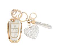 ZVRSUA Coque de e Voiture avec Porte-Clés Strass en Forme de Cœur - Compatible avec Peugeot 2008/3008/5008/308/508 pour Opel 3 Grandland X Mokka Corsa Insignia，Smart Key，3 Boutons
