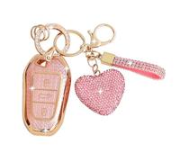ZVRSUA Coque de e Voiture avec Porte-Clés Strass en Forme de Cœur - Compatible avec Peugeot 2008/3008/5008/308/508 pour Opel 3 Grandland X Mokka Corsa Insignia，Smart Key，3 Boutons