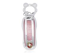 ZVRSUA Coque de clé de voiture compatible avec clé Porsche avec porte-clés diamant - Compatible avec Porsche Cayenne 958 911 996 Macan Panamera 997 987 987 GT3 Cayman - Smart Key (rose)