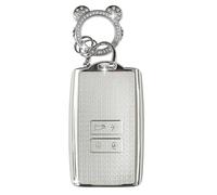 ZVRSUA Coque de Clé de Voiture pour Renault,Joli Porte Clé Voiture en Argent Incrusté de Diamants,Accessoire Voiture Compatible avec Renault Koleos Kadjar Megane Captur Espace (Argent)