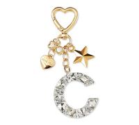 ZVRSUA Nom Lettre Initiale Porte-clés avec Papillon Étoile pour Adolescentes et Filles et Femmes，Alphabet Initial Keyring pour Portefeuilles Sac à Main Charme， Letter Keychains (Argent lettre C)