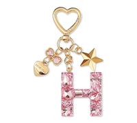 ZVRSUA Nom Lettre Initiale Porte-clés avec Papillon Étoile pour Adolescentes et Filles et Femmes，Alphabet Initial Keyring pour Portefeuilles Sac à Main Charme， Letter Keychains (Rose lettre H)