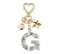 ZVRSUA Nom Lettre Initiale Porte-clés avec Papillon Étoile pour Adolescentes et Filles et Femmes，Alphabet Initial Keyring pour Portefeuilles Sac à Main Charme， Letter Keychains (Argent lettre G)