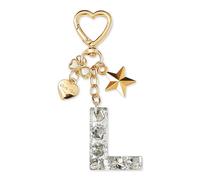 ZVRSUA Nom Lettre Initiale Porte-clés avec Papillon Étoile pour Adolescentes et Filles et Femmes，Alphabet Initial Keyring pour Portefeuilles Sac à Main Charme， Letter Keychains (Argent lettre L)