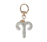 ZVRSUA Porte-Clés Signe du Zodiaque, Porte Clef Femme en Strass Brillant, Porte-Clés Voiture, Porte Clé Personnalisé, Décoration Pendentif Unique, Cadeau pour Femme (Bélie)