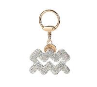 ZVRSUA Porte-Clés Signe du Zodiaque, Porte Clef Femme en Strass Brillant, Porte-Clés Voiture, Porte Clé Personnalisé, Décoration Pendentif Unique, Cadeau pour Femme (Verseau)