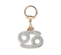 ZVRSUA Porte-Clés Signe du Zodiaque, Porte Clef Femme en Strass Brillant, Porte-Clés Voiture, Porte Clé Personnalisé, Décoration Pendentif Unique, Cadeau pour Femme (Cancer)