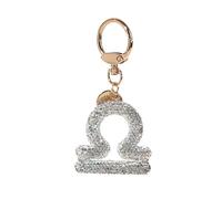 ZVRSUA Porte-Clés Signe du Zodiaque, Porte Clef Femme en Strass Brillant, Porte-Clés Voiture, Porte Clé Personnalisé, Décoration Pendentif Unique, Cadeau pour Femme (Balance)