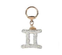ZVRSUA Porte-Clés Signe du Zodiaque, Porte Clef Femme en Strass Brillant, Porte-Clés Voiture, Porte Clé Personnalisé, Décoration Pendentif Unique, Cadeau pour Femme (Gémeaux)