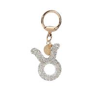 ZVRSUA Porte-Clés Signe du Zodiaque, Porte Clef Femme en Strass Brillant, Porte-Clés Voiture, Porte Clé Personnalisé, Décoration Pendentif Unique, Cadeau pour Femme (Taureau)