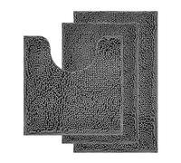 ZwaitL 3 pièces Ensemble de Tapis de Salle de Bain Tapis de Bain en Chenille Tapis Shaggy Super Absorbant Tapis de Toilette antidérapant pour Tapis de Pied Tapis de Bain