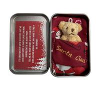 ZwaitL Adorable poupée câline ours de poche dans une boîte en étain avec carte de vœux, poupée en peluche avec carte pour enfants mignonne