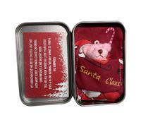 ZwaitL Adorable poupée câline ours de poche dans une boîte en étain avec carte de vœux, poupée en peluche avec carte pour enfants mignonne