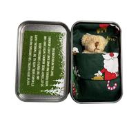 ZwaitL Adorable poupée câline ours de poche dans une boîte en étain avec carte de vœux, poupée en peluche avec carte pour enfants mignonne