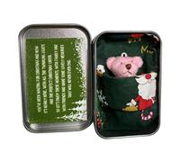 ZwaitL Adorable poupée câline ours de poche dans une boîte en étain avec carte de vœux, poupée en peluche avec carte pour enfants mignonne
