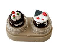 ZwaitL Boîte à lentilles avec couvercle à cupcakes avec tiroirs et kits d'outils de port pour une gestion sûre des lentilles, Couleur lait